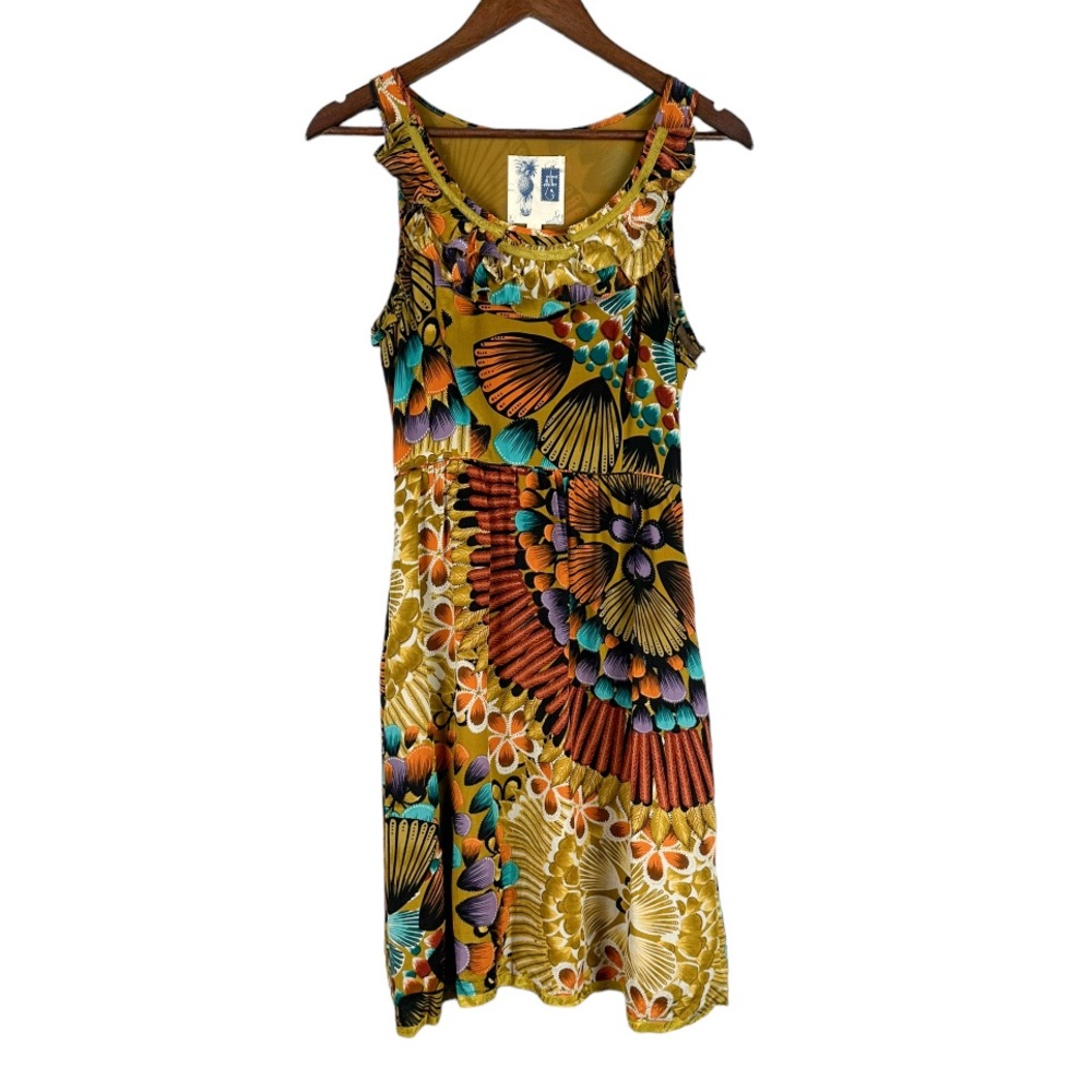 Edme & Esyllte Anthropologie Silk Lappula Ruffle Scoop Neck Sleeveless Dress 2
